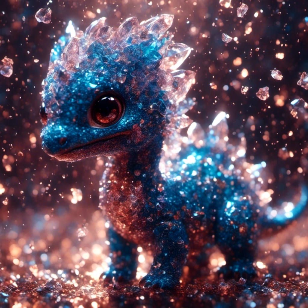 Cute Dinosaur with Cracked Glass and Pastel Colors