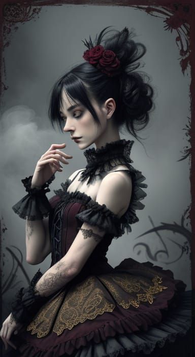 Ethereal Gothic Ballerina in Decaying Elegance