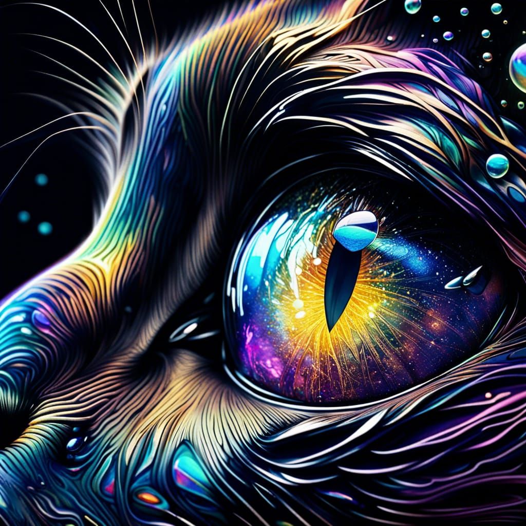 Hyperrealistic Cat Eye Reflecting the Universe