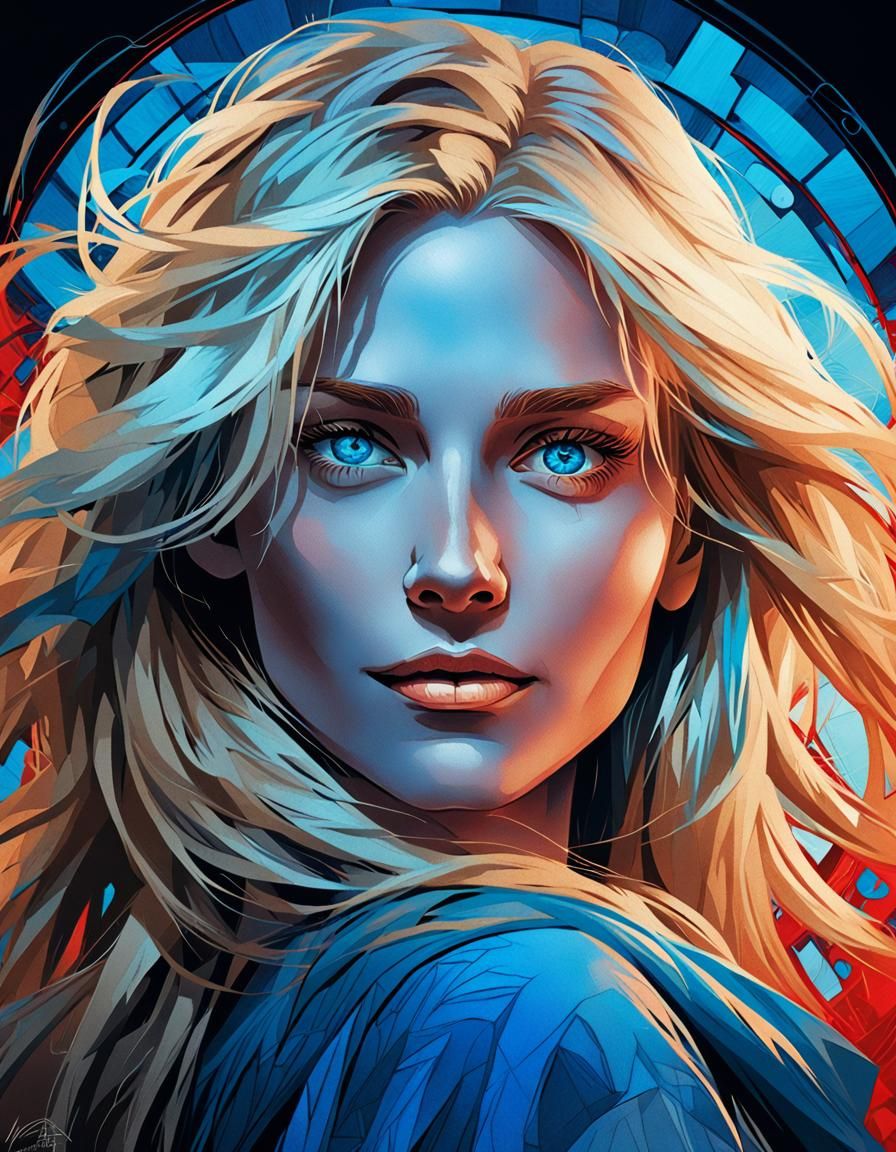 Seductive Blonde Portrait in Art Nouveau Style