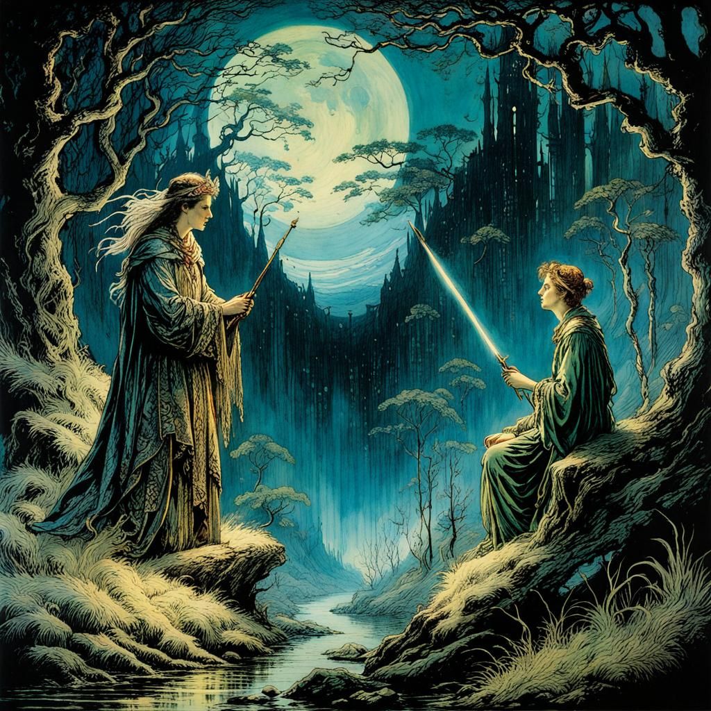 Enchanted Flute Scene with Entangled Details