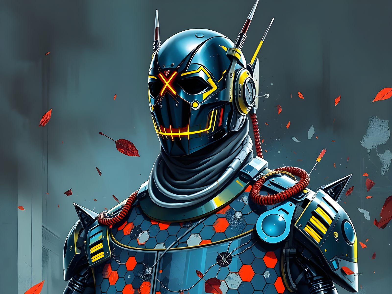 Masked Figure in Rubbish: Sci-Fi Space Art