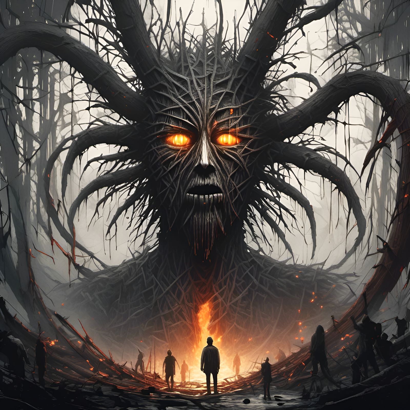 Ethereal Wicker Man in Watercolor Style