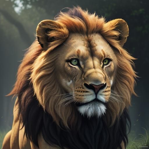 Divine Lion in Mystical Savannah Concept Art