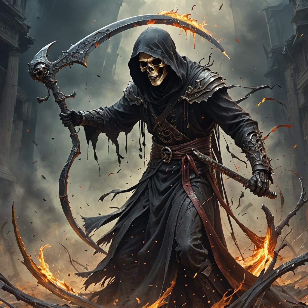 Grim reaper, scythe, taking a soul, death
