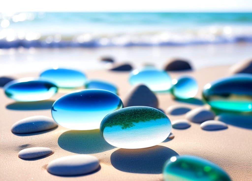 Surreal Beach Scene with Delicate Colors and Depth