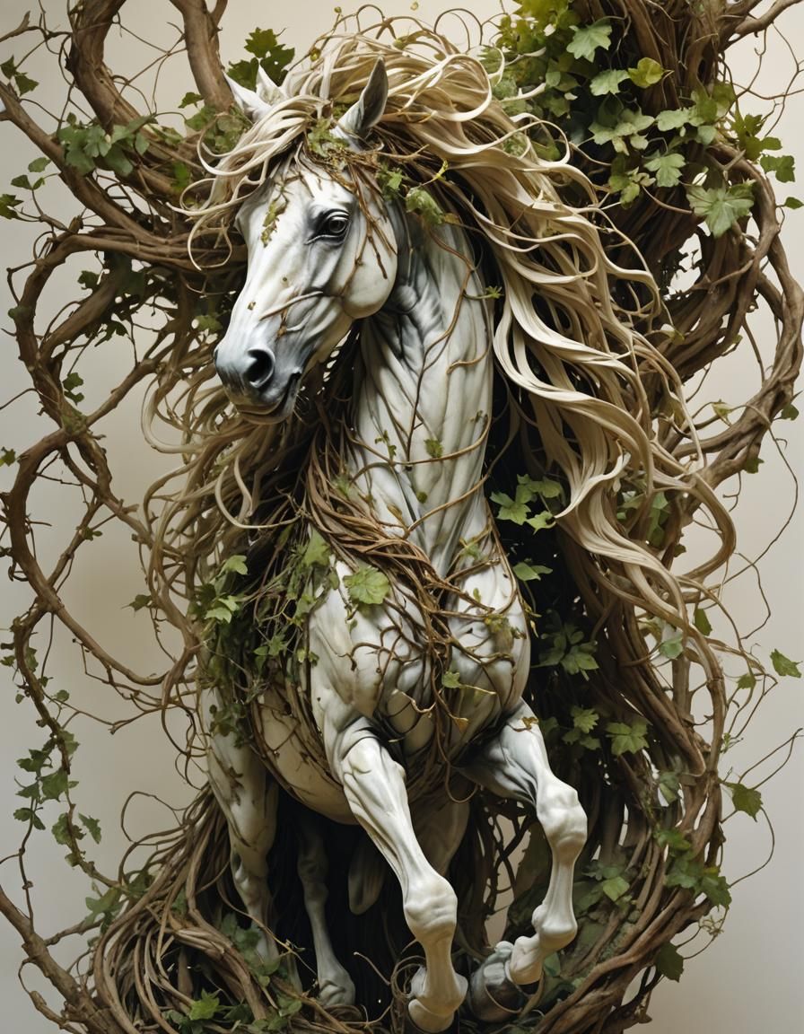 Magical Horse Sculpture with Flowing Mane