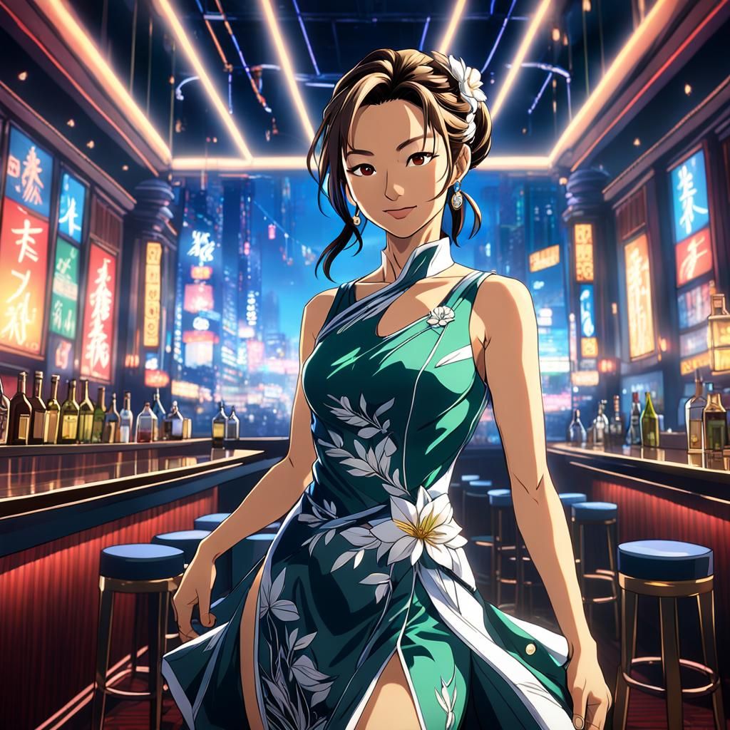 Anime Michelle Yeoh in Hot Nightclub Dress
