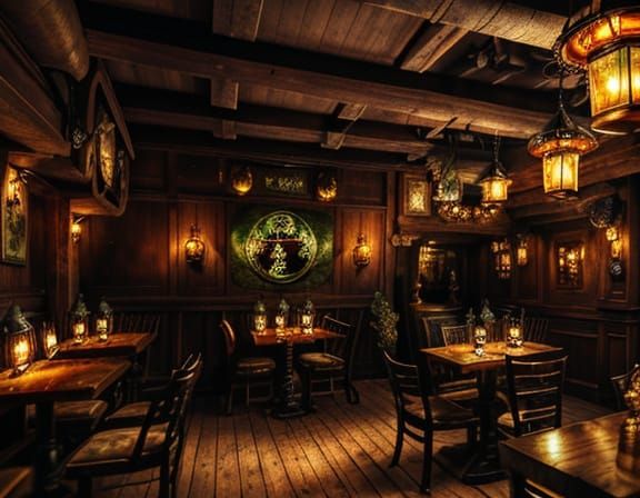 Steampunk Cafe in Enchanted Forest with Woodland Creatures