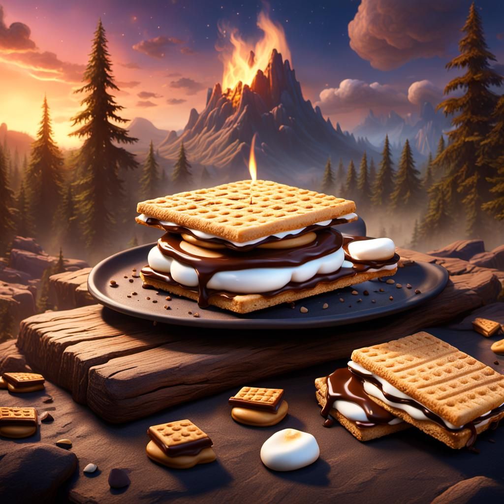 Peanut Butter S'mores in Detailed Digital Painting