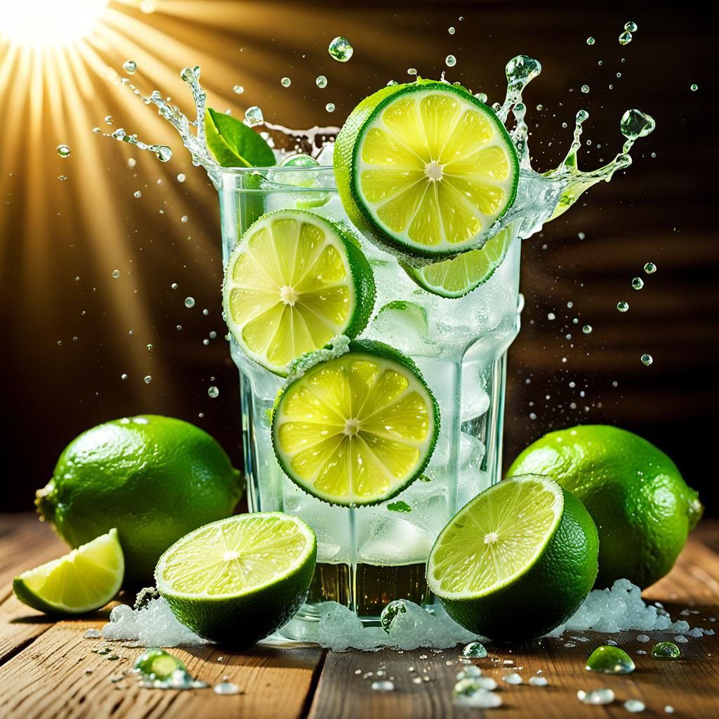 Lime Soda Still Life with Splash