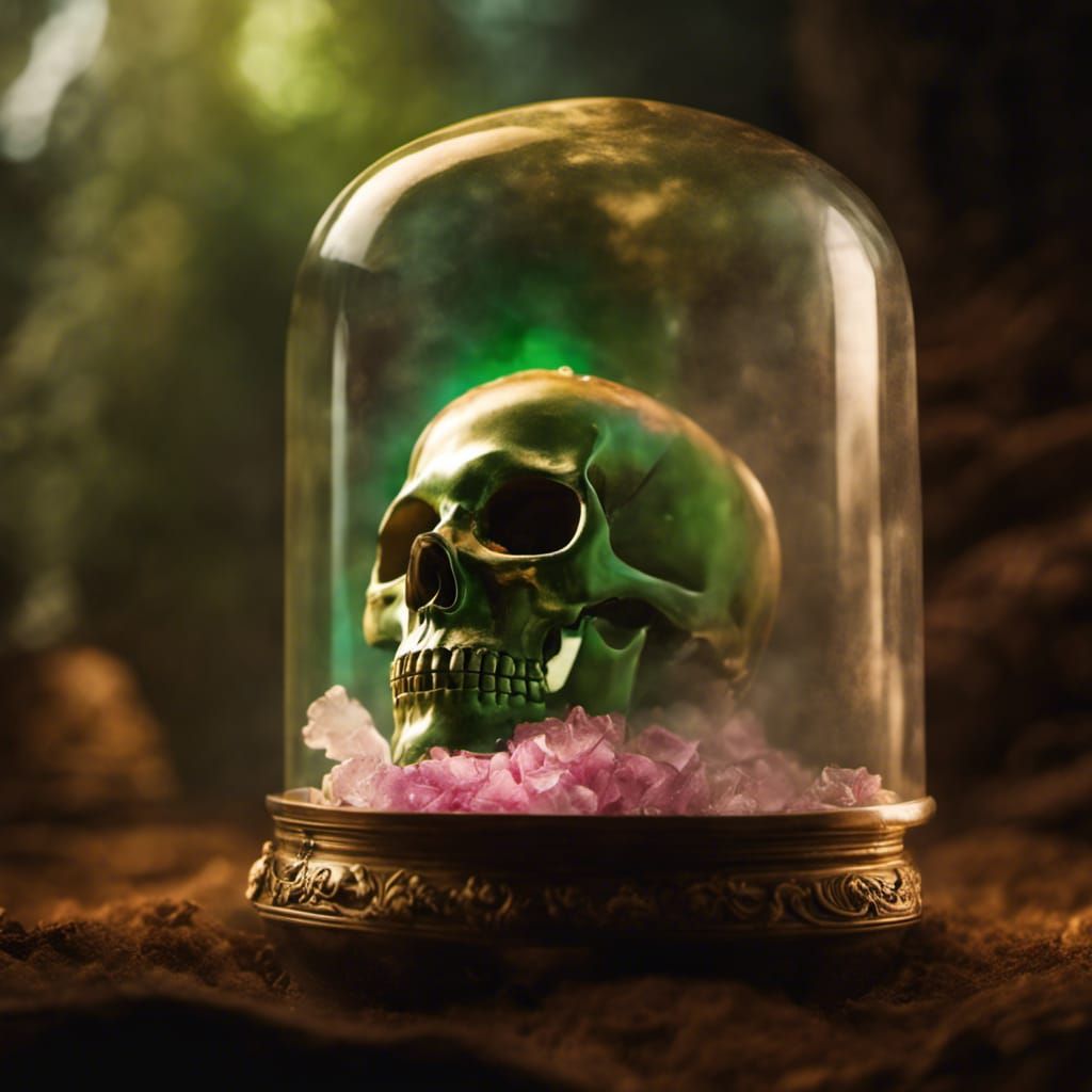 Rainbow Skull Spirit in Glass Cloche