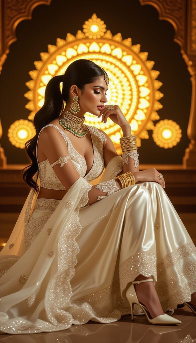 Indian Woman in Leather and Lace with Mandalas