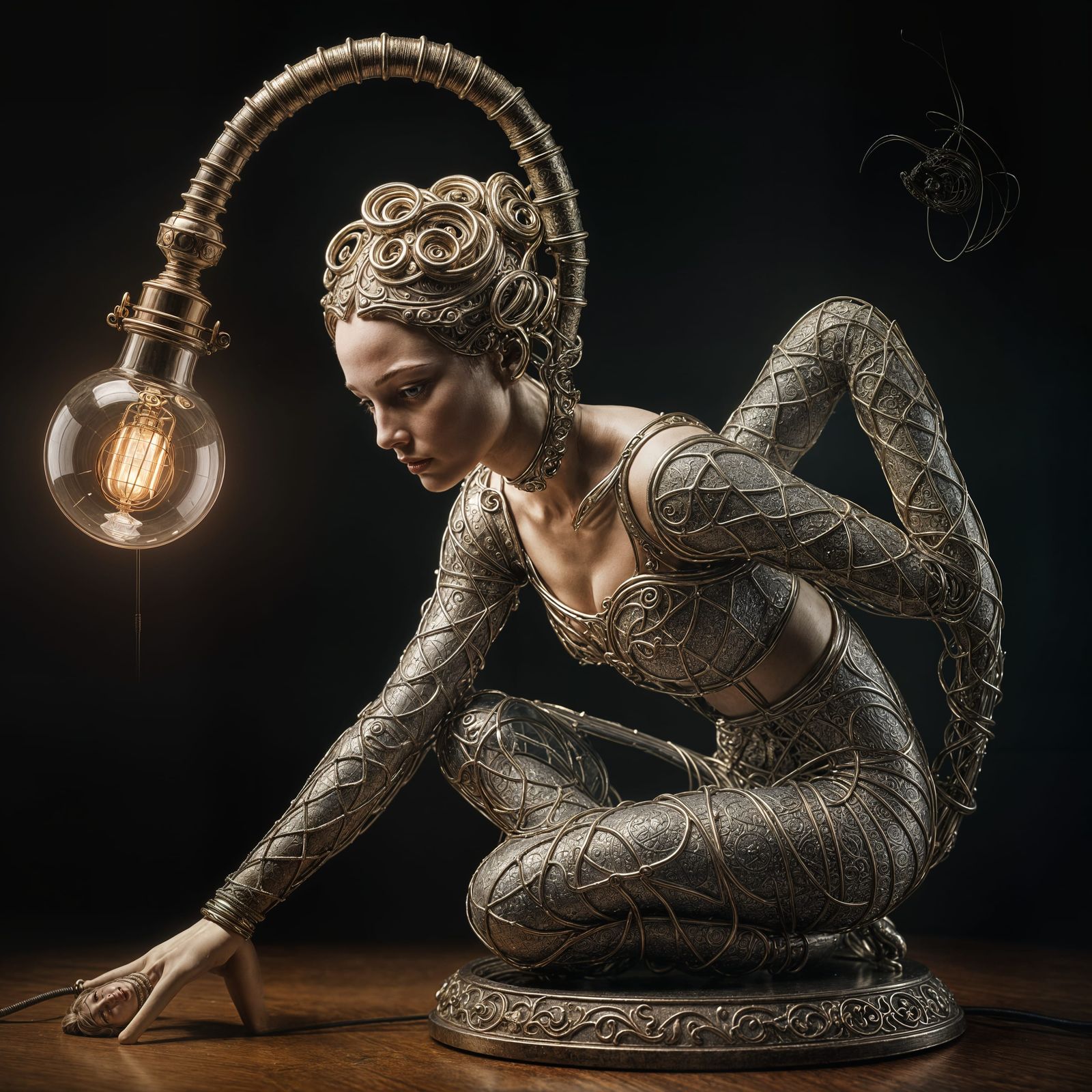 Surreal Feminine Sculpture Lamp in Hyperrealistic Style