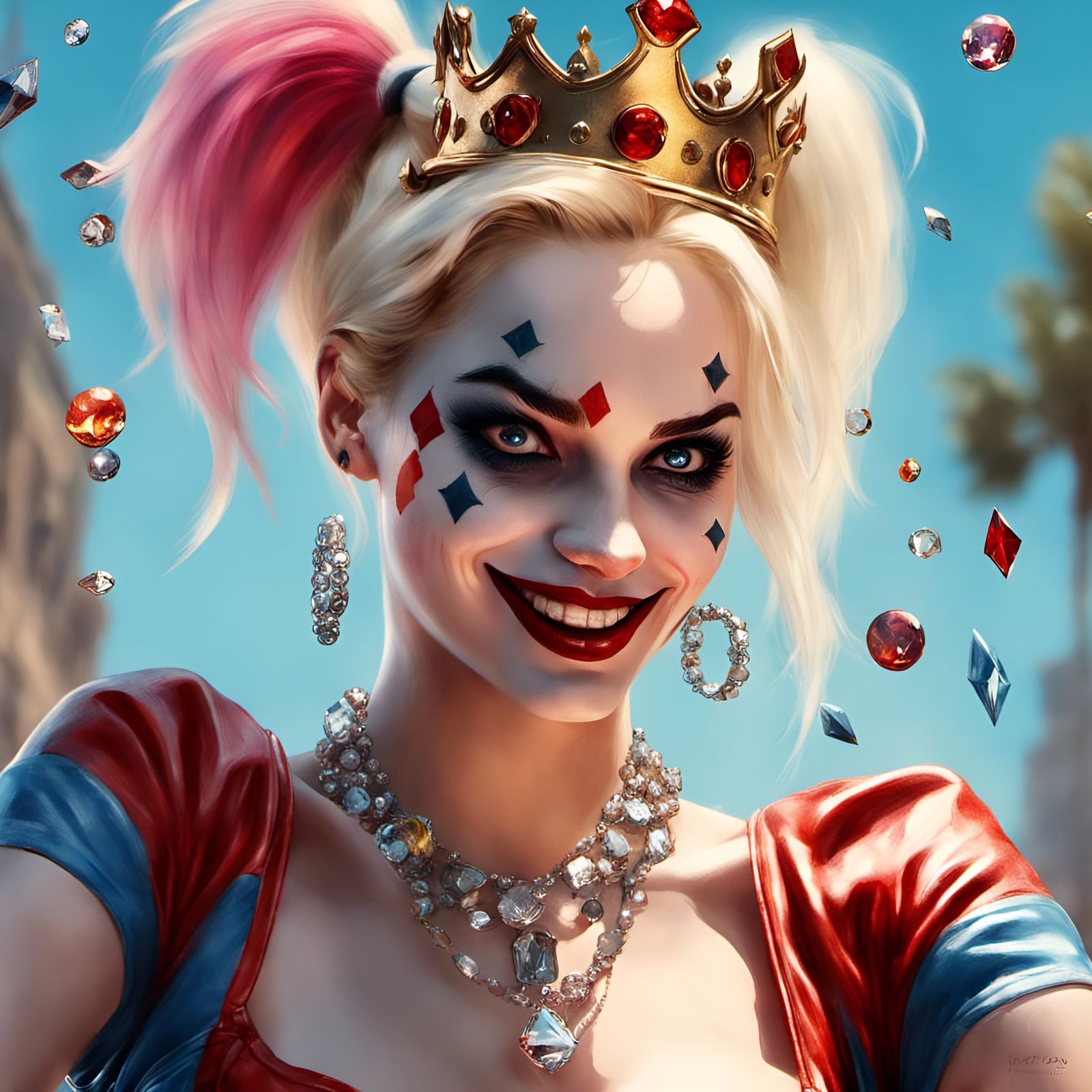 Harley Quinn Portrait in Digital Illustration Style