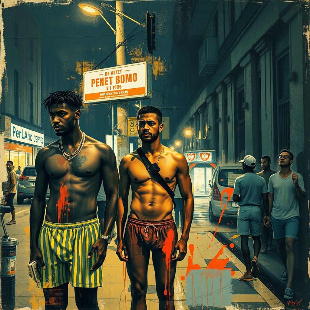 Gritty Street Scene in Brazil with Splash Art and Graffiti