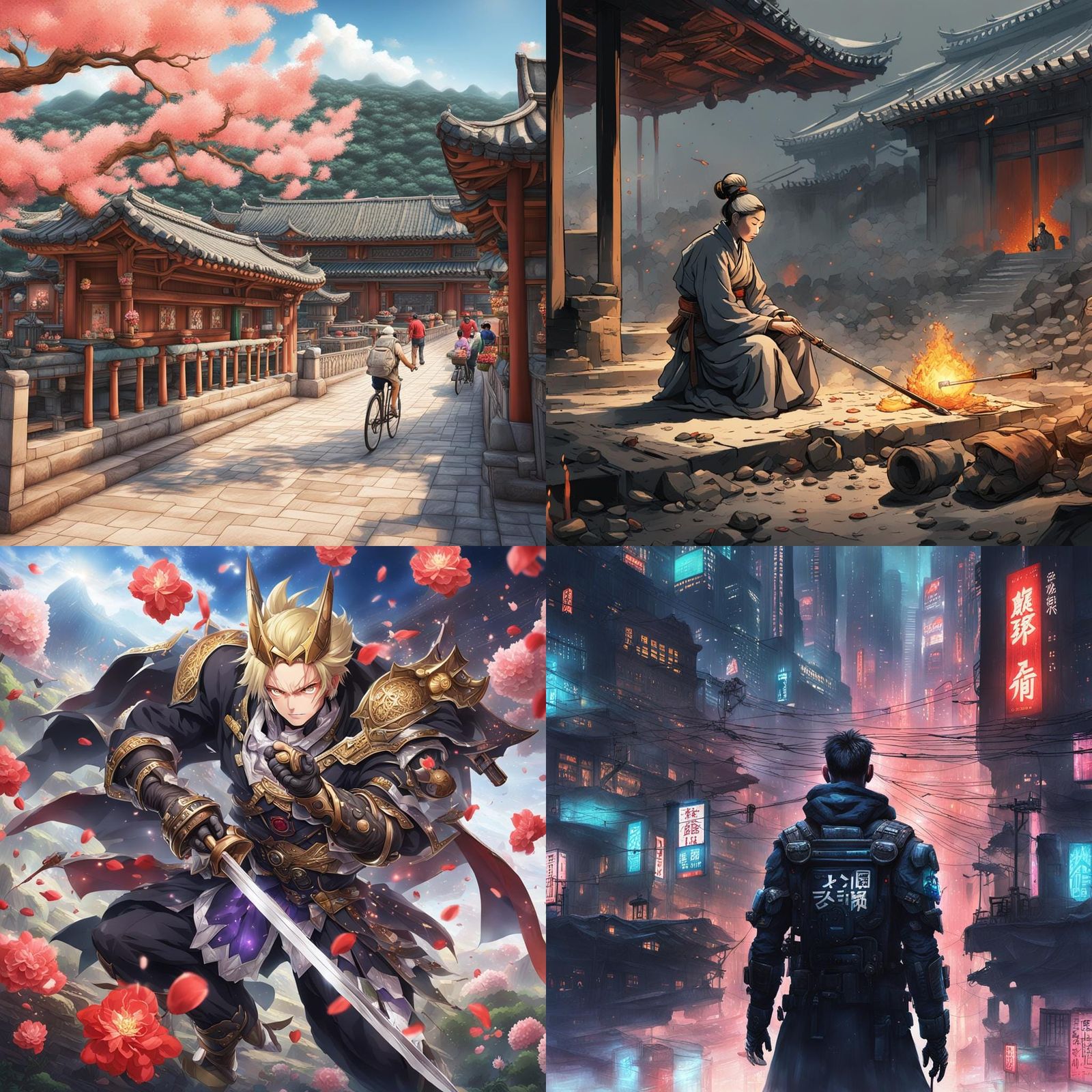 Historical Korean Conflict Collage in Neo-Noir Style