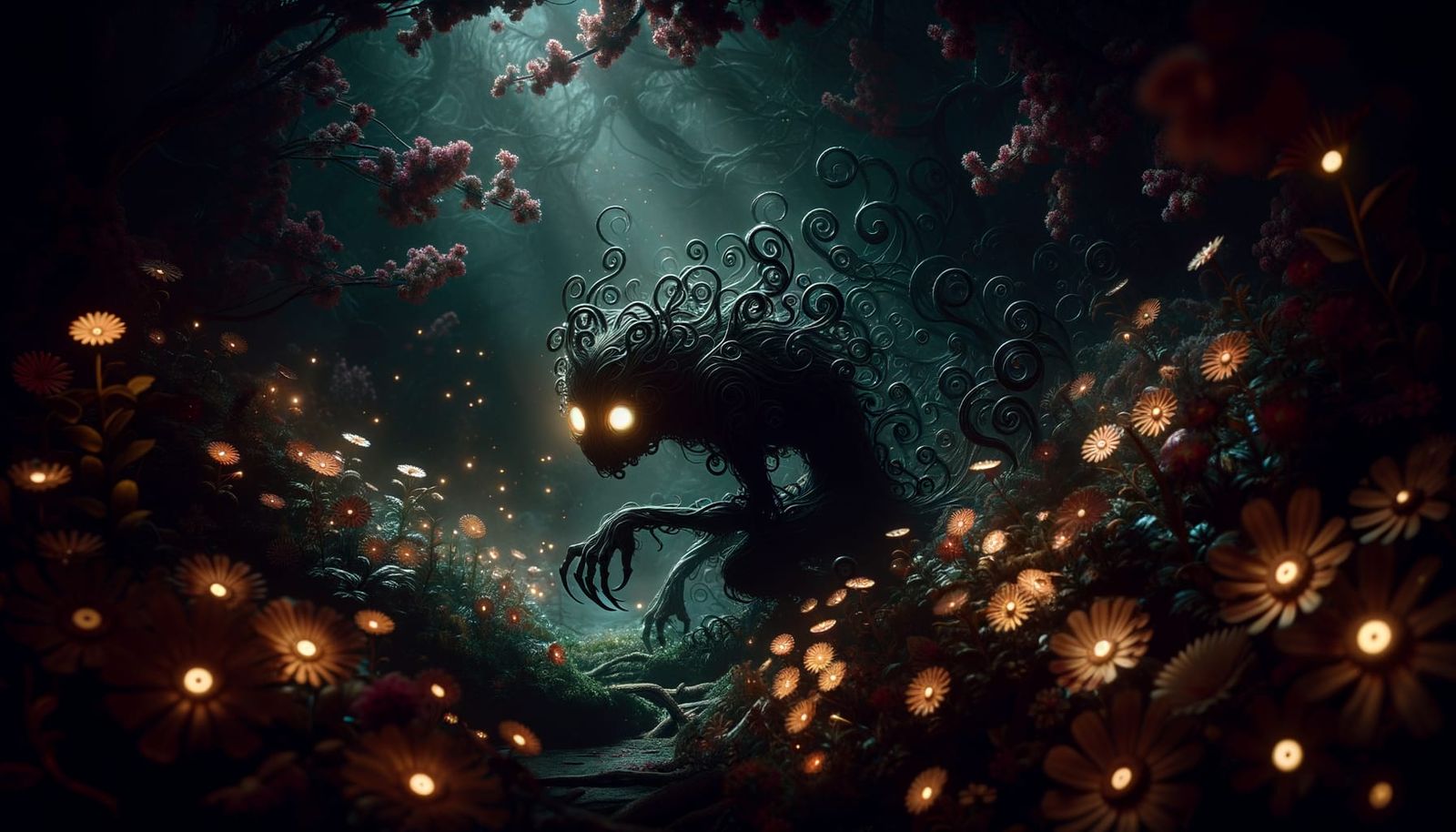 Eerie Shadow Beast in Fairycore Forest