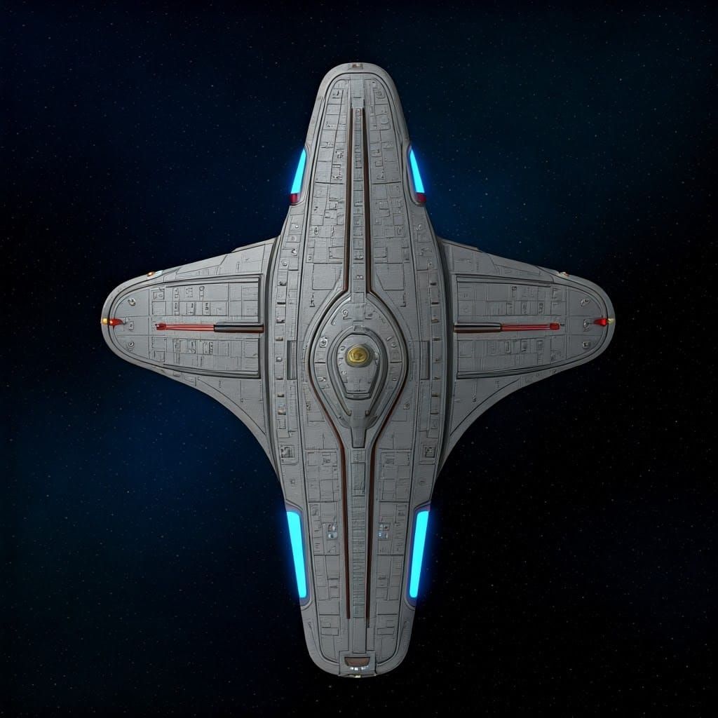 Sleek Futuristic Starship in Majestic M-Shape