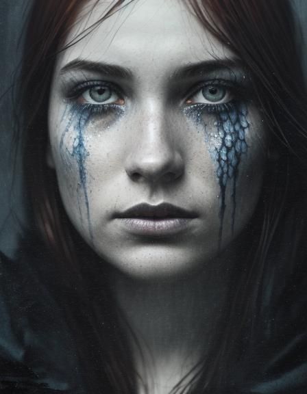 Melancholic Woman in Shadows: Rothko-Inspired Art