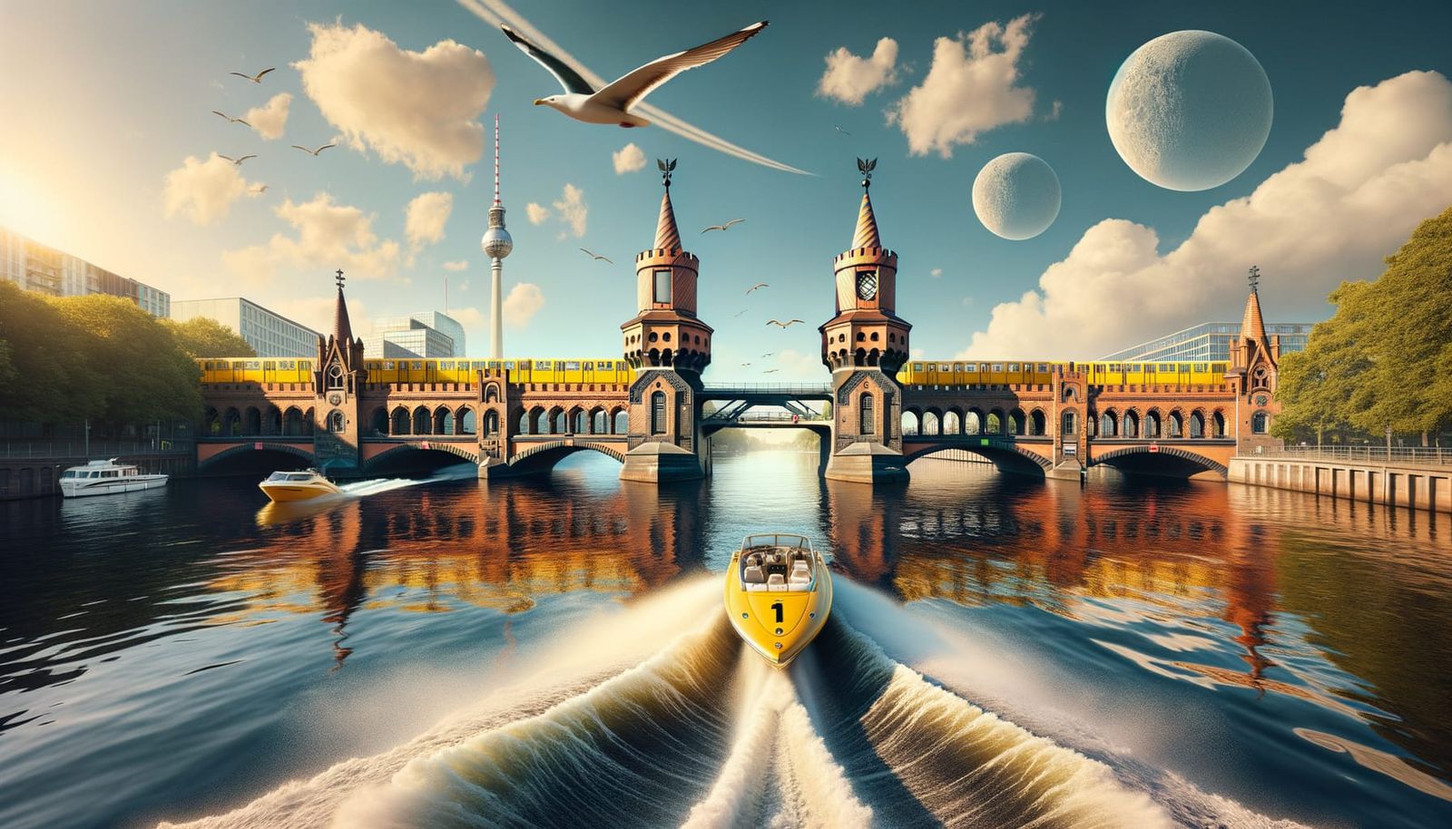 a bridge with any travel: "Oberbaumbrücke" in Berlin