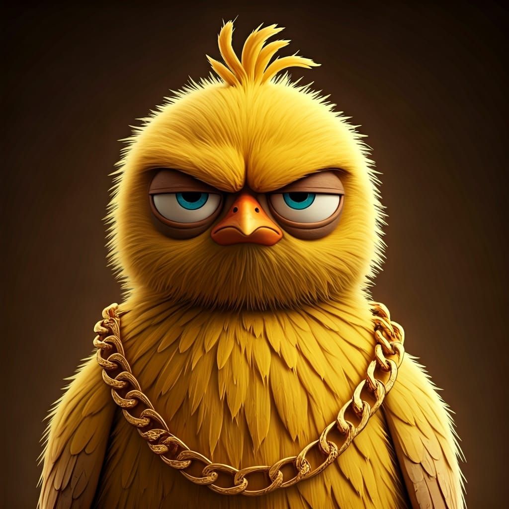 Grumpy Chick in Claymation Style