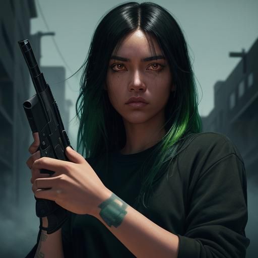 side view emo beautiful tan skin girl. 18. green eye iris. b...