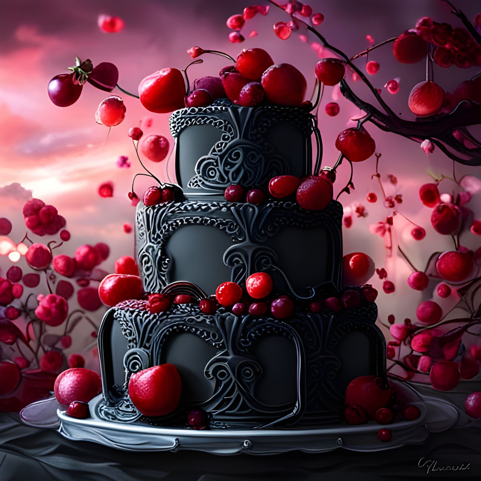 Hyperrealistic Gothic Cake with Bleeding Heart