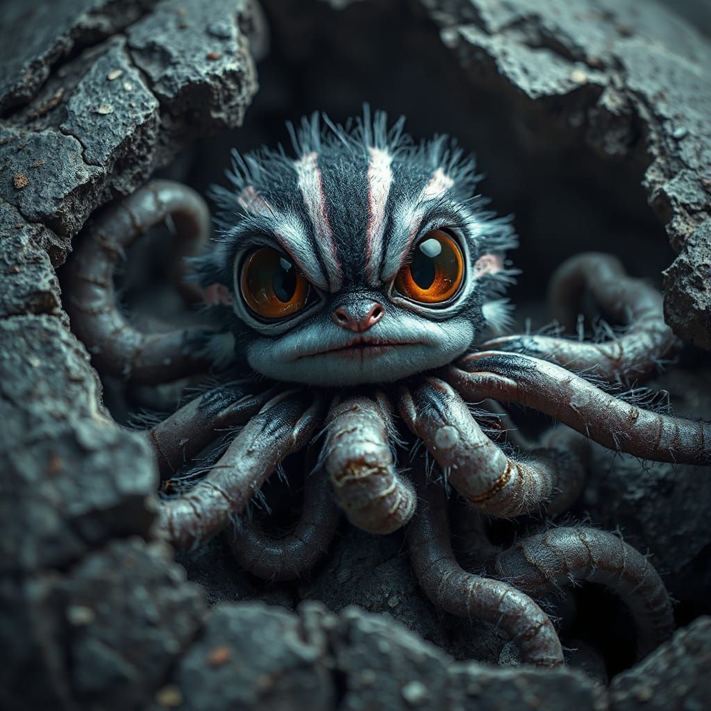 Creepy Cute Neon Creature with Tentacles