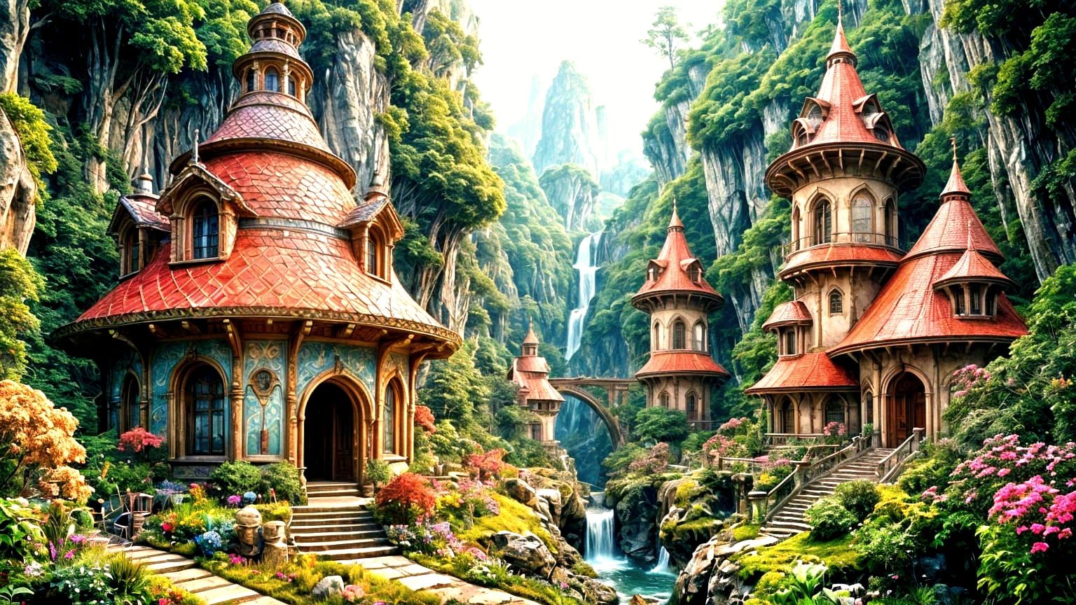Maximalist Fantasy Elven Cottages in Gorge