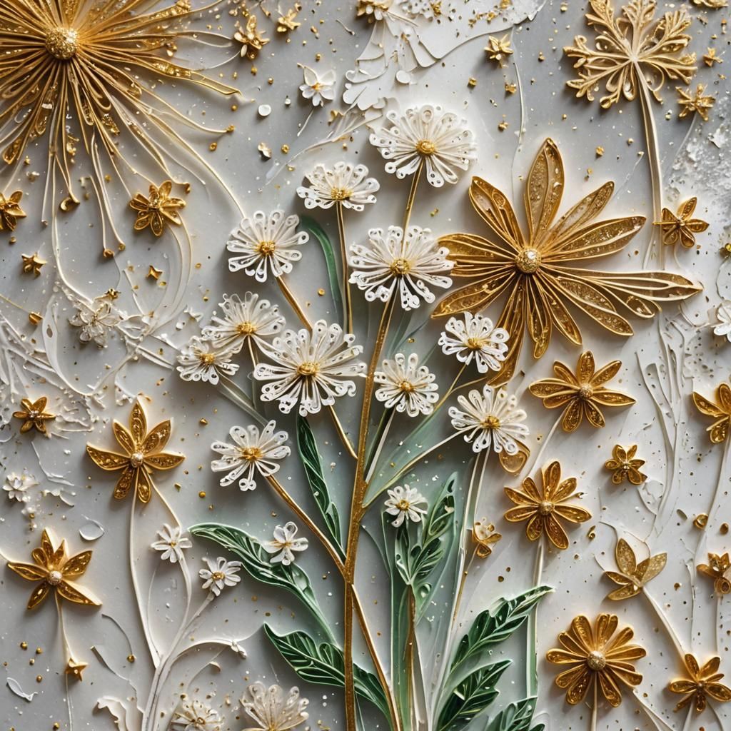 Sparkling Queen Anne's Lace Paper Art Collage