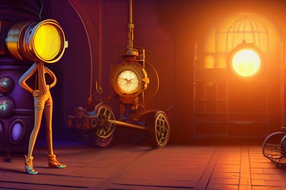 Steampunk Circus Scene in 3D Digital Art