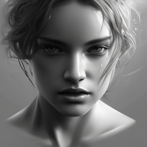Detailed Black and White Portrait in 8k Resolution