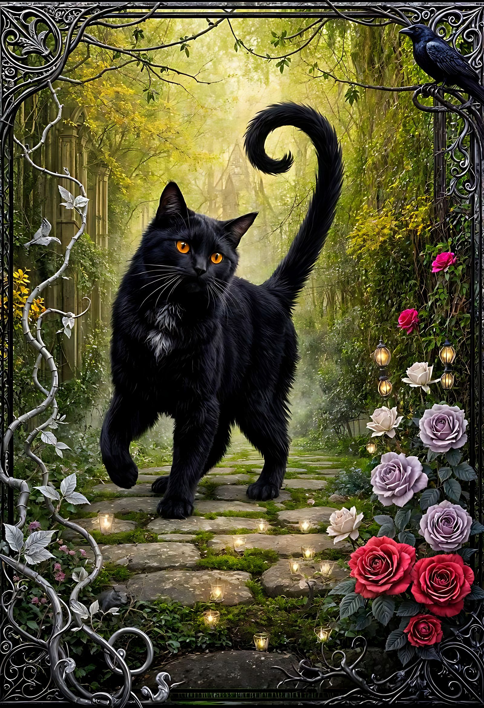 Mossy Stone Path in Gothic Frame