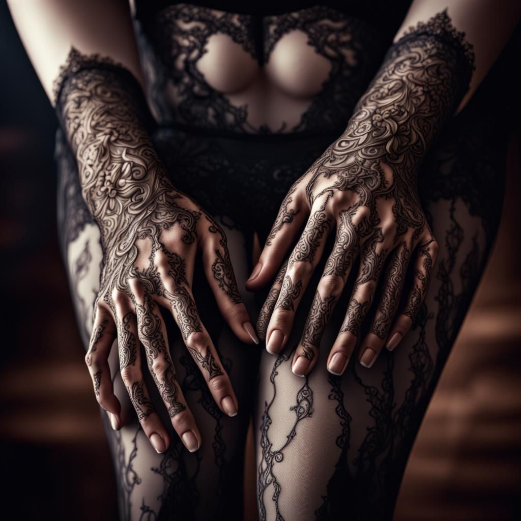 Hyperrealistic Hands in Tights: A Moody Fantasy