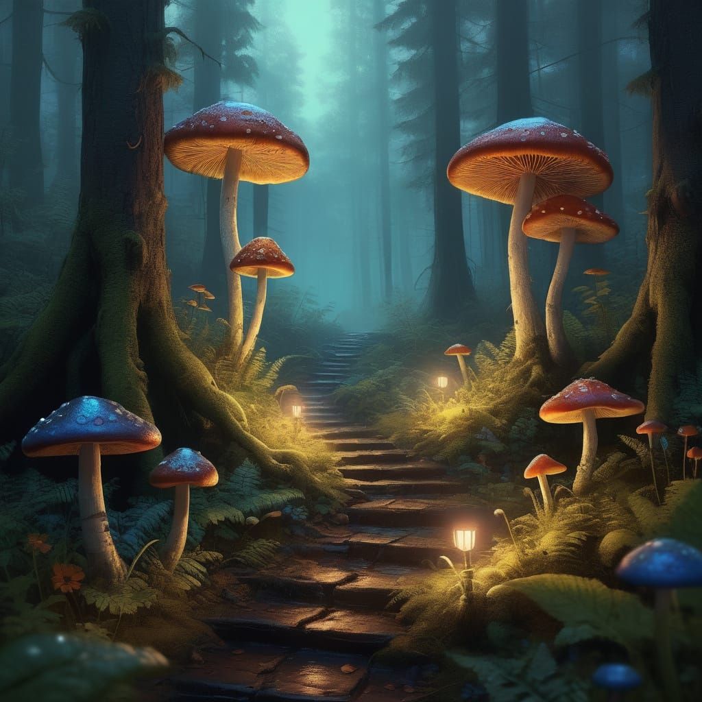 Whimsical Forest Concerto in Iridescent Hues