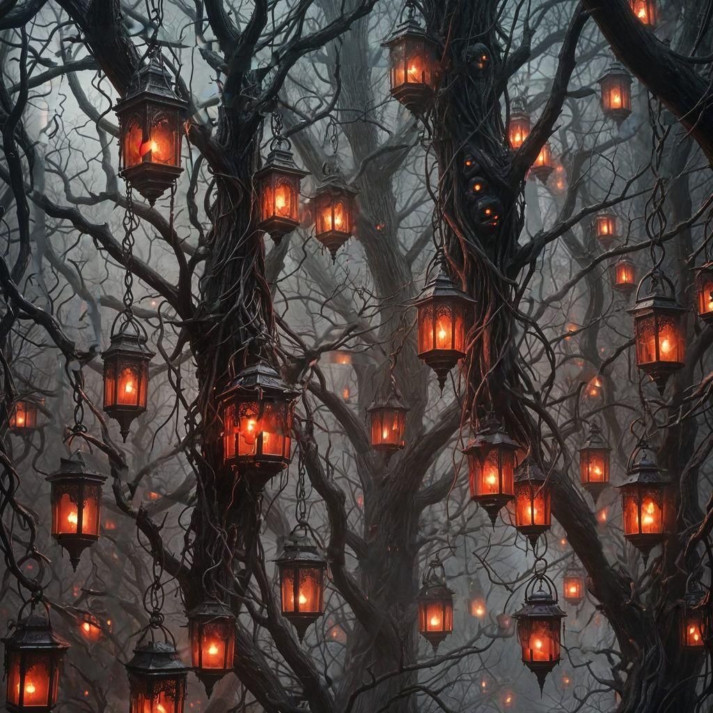 Spooky Eyes Floating in Red and Black: Detailed Matte Painti...