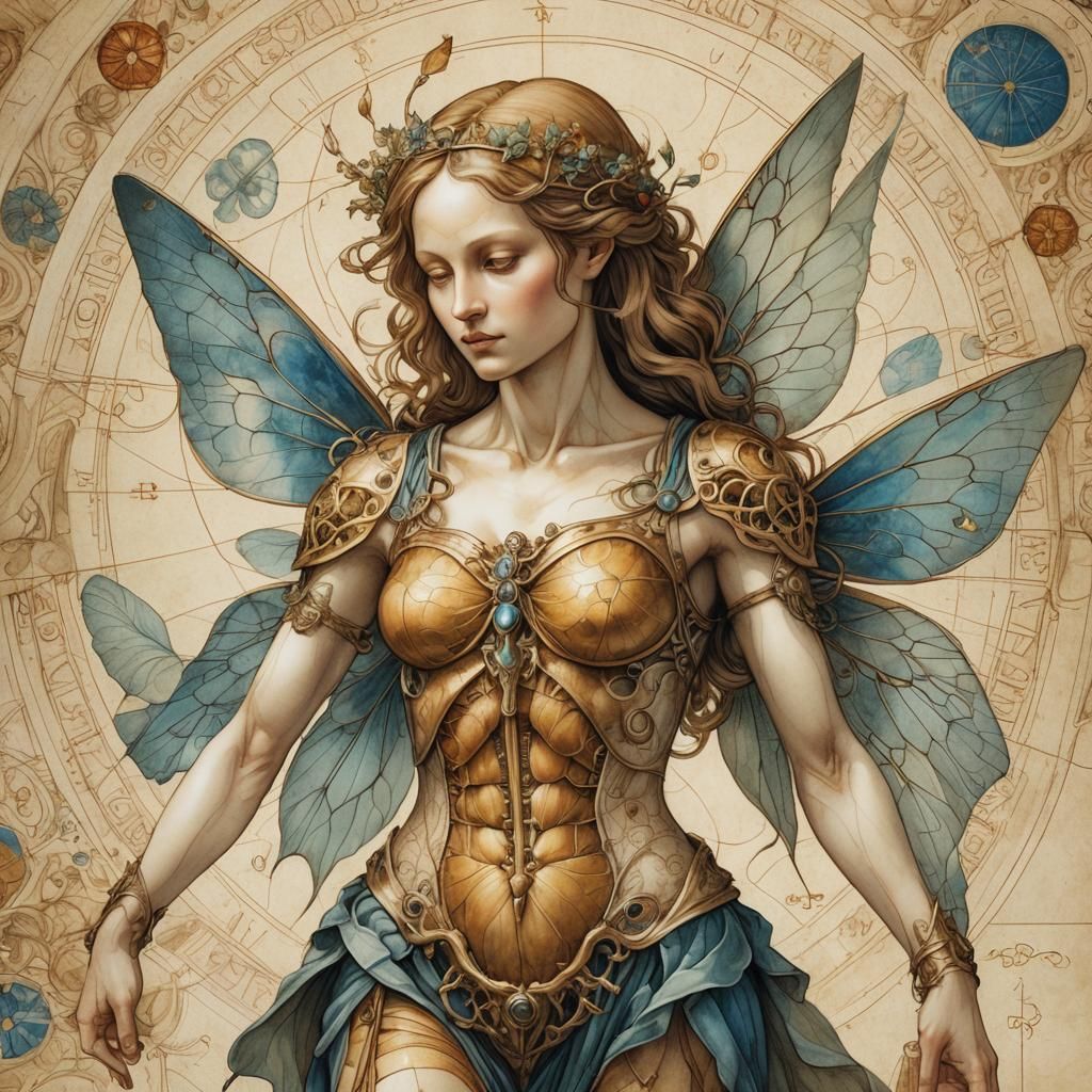 Renaissance-Inspired Fairy Anatomy Illustration