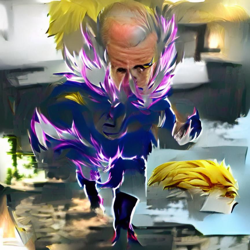 Joe Biden as Super Saiyan 3 Anime Concept