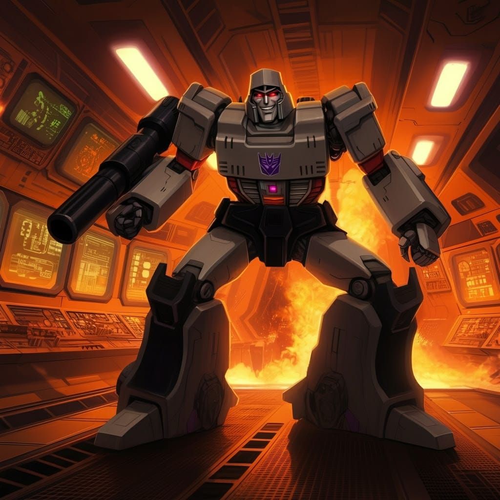 Cyberpunk Megatron Dominates Autobot Shuttle