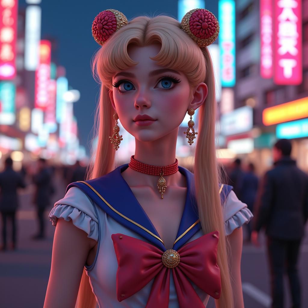 Sailor Moon in Tokyo: A Digital Art Portrait