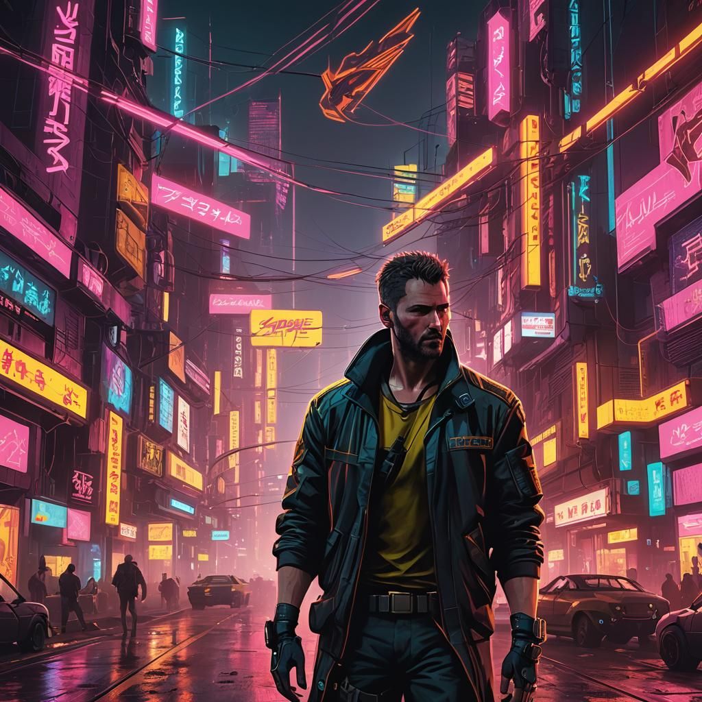 Cyberpunk Cityscape: Neon Dreams in 2099