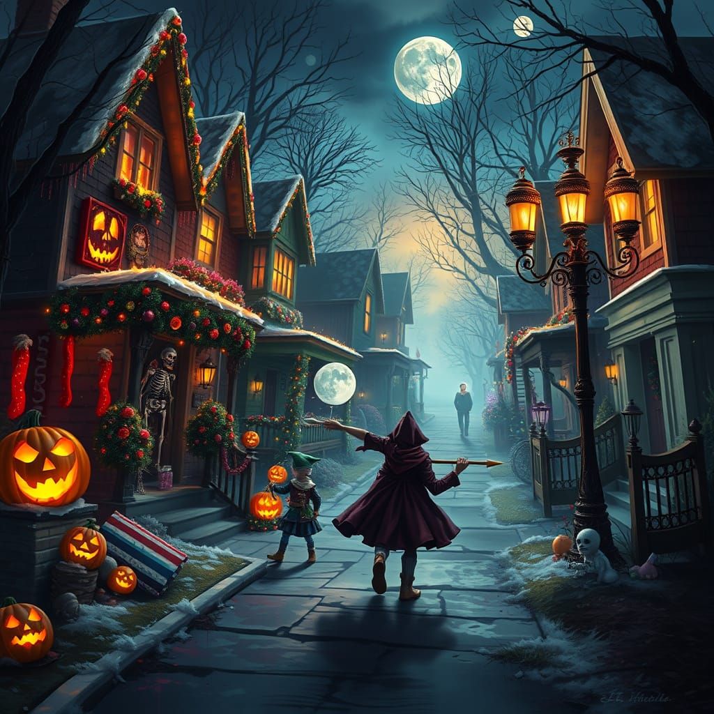 Cursed Holiday Mashup in Eerie Neighborhood