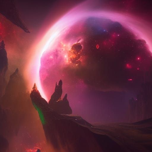 Detailed Nebula Matte Painting in Deep Color