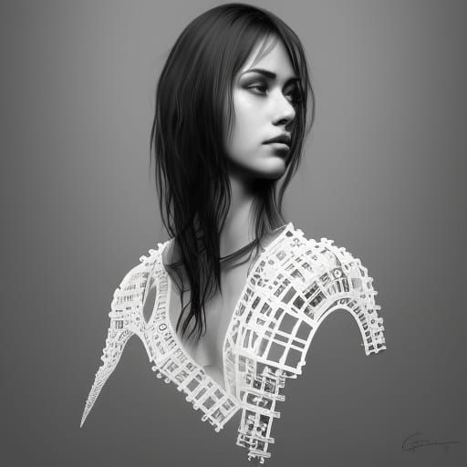 Striking Portrait of Woman Constructed from Plastic