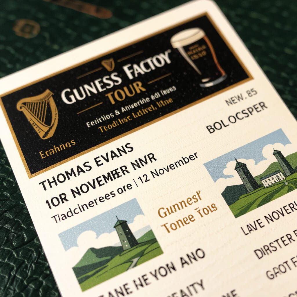 Vintage Airline Ticket to Ireland with Guinness Tour