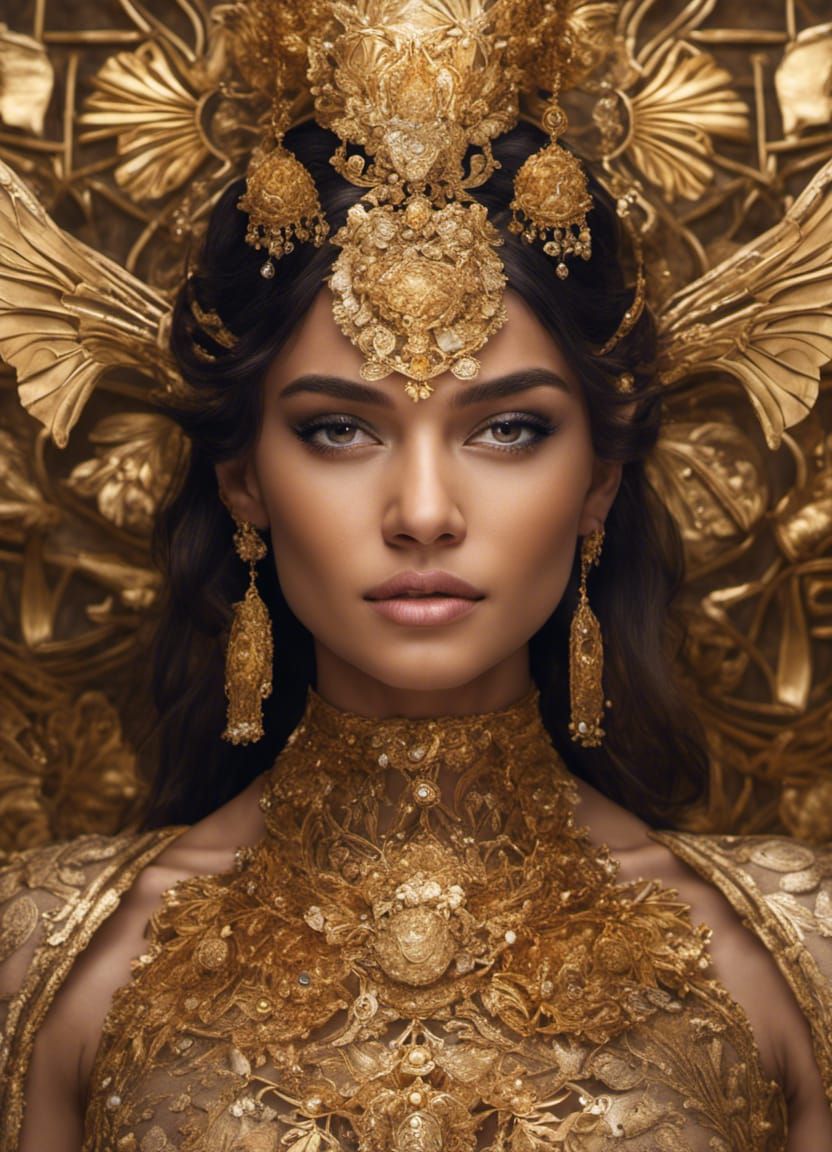 Golden Bee Goddess Portrait in Digital Art