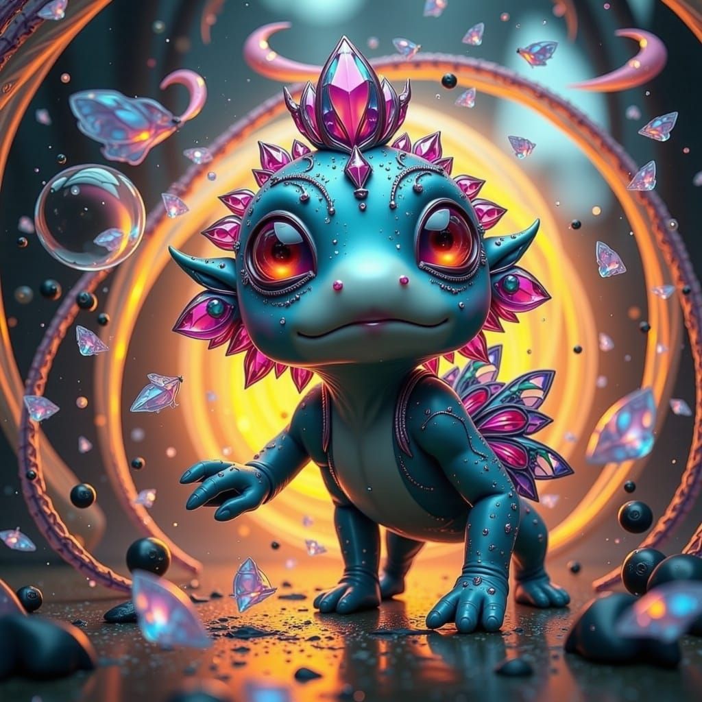 Surreal Tanzanite Fae Emerge from Dreamlike Vortex in Digita...