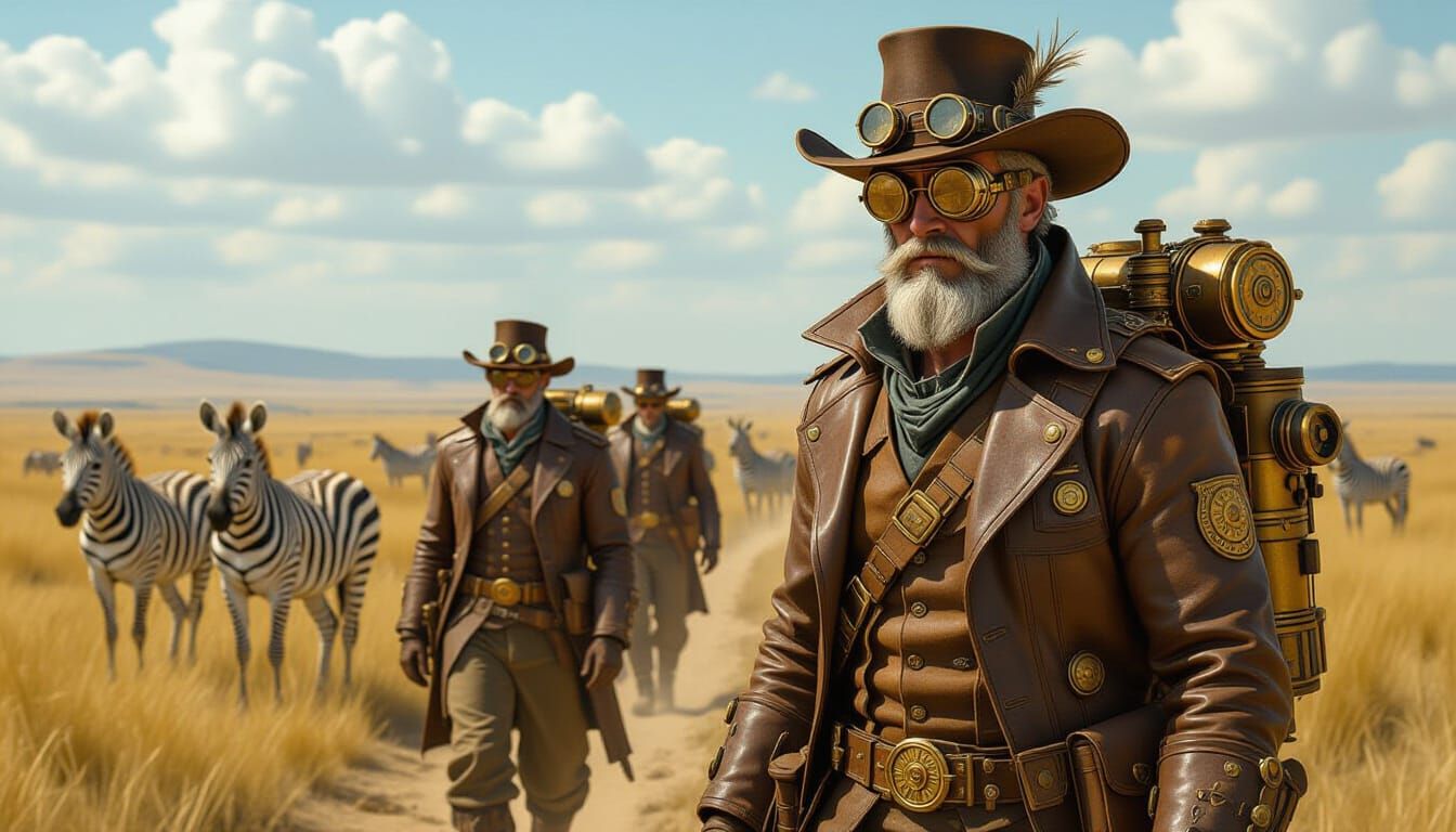 Steampunk Explorer on Safari Across the Serengeti Plains