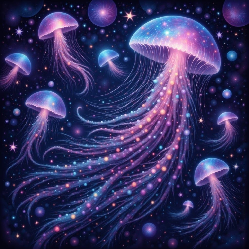 Cosmic Jellyfish Ascending Through Space
